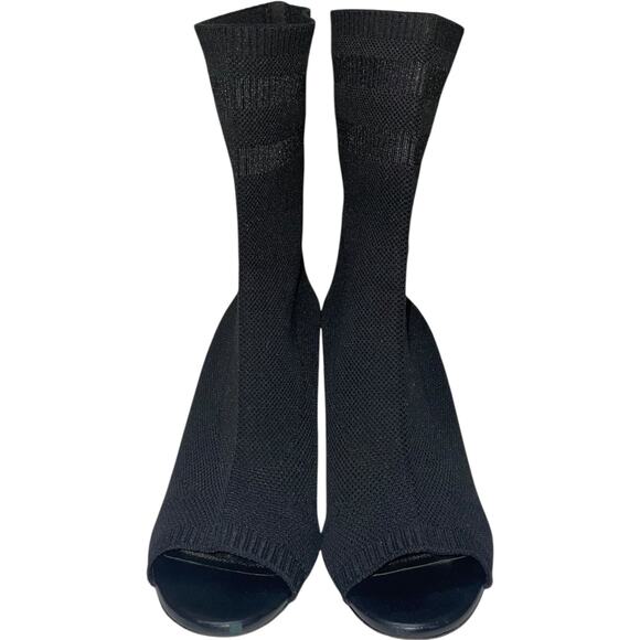 Alexander Wang Cat Mid Heel Peep Toe Sock Booties In Black   Size:  EU 37/US 7 - Picture 2 of 8